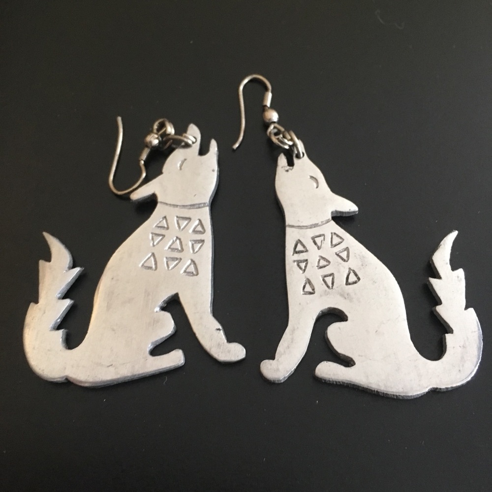 Coyote Silver Boho Statement Dangle Earrings - image 4